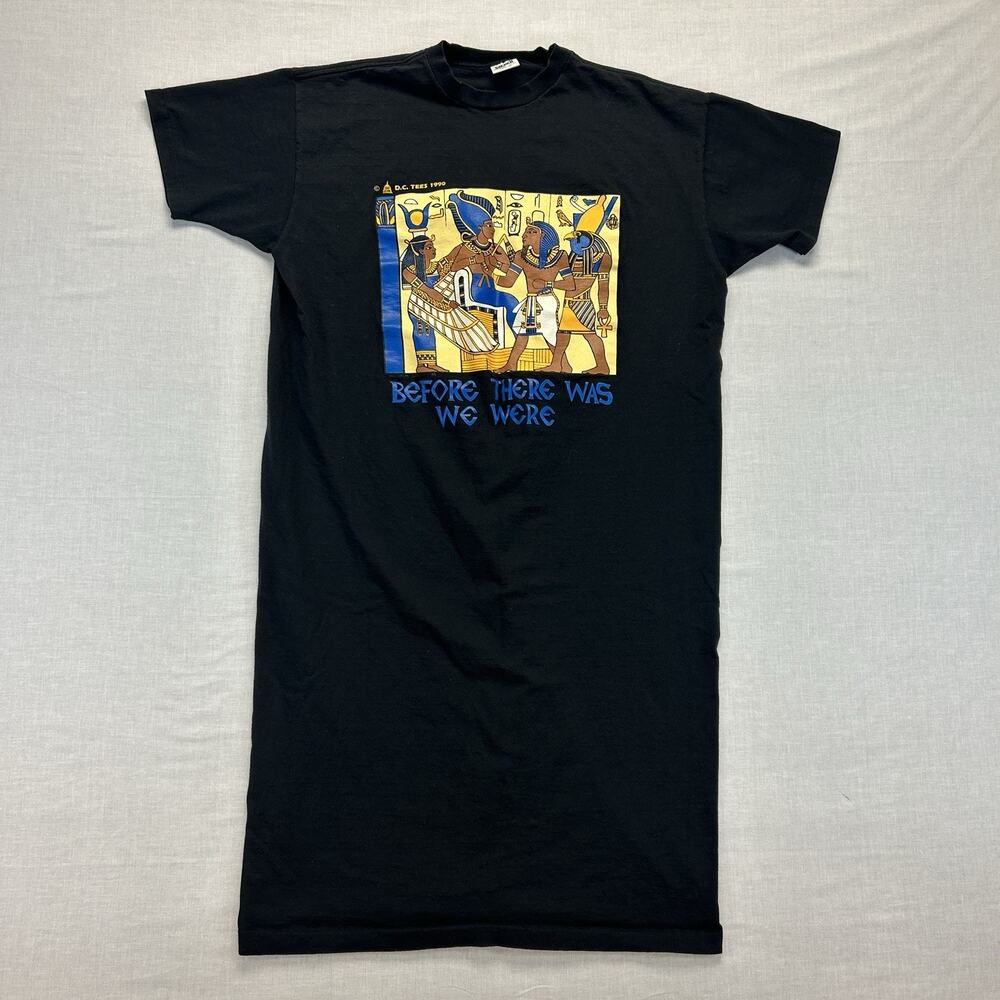 Vintage Egyptian DC Tees 1990 T-Shirt Dress Adult One Size Black Graphic Tee USA